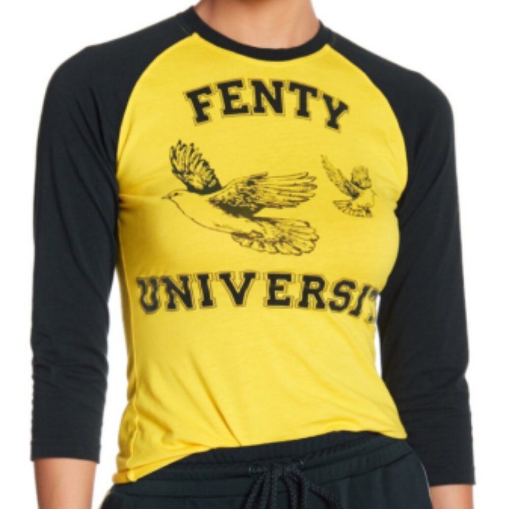 Puma x Fenty by Rihanna University Baseball Tee Yellow/Green NWT S